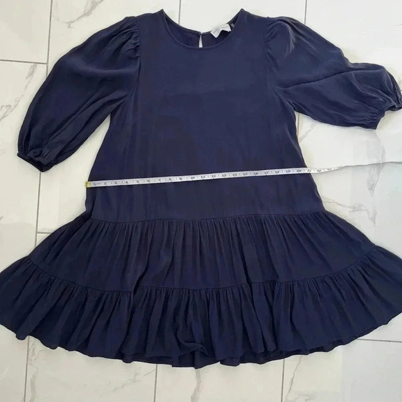 Dress Forum/ Navy blue midi dress/ Balloon sleeves/ Drop waist/Tiered/ Size US S - Picture 13 of 16